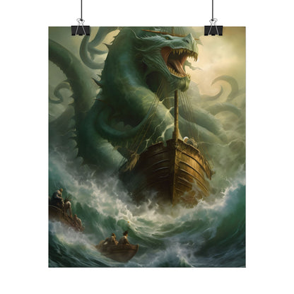 Ancient Mythical Sea Monsters: Prehistoric Marine Creature Art - Poster