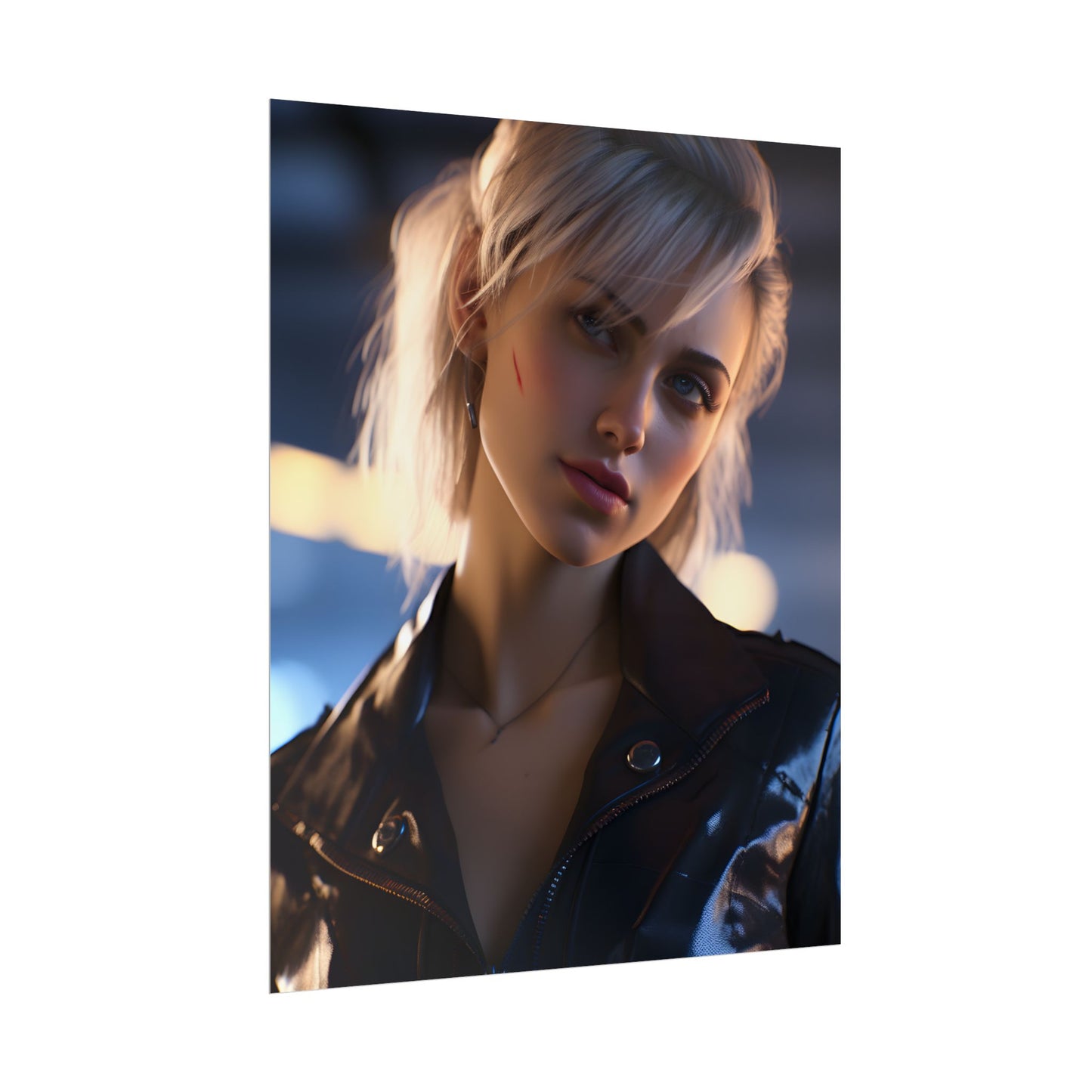 Cyberpunk Teenage Girl: Blonde Digital Art - Poster