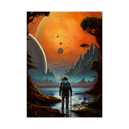 Futuristic Wilderness Explorer: Jetpack Adventure Art - Poster