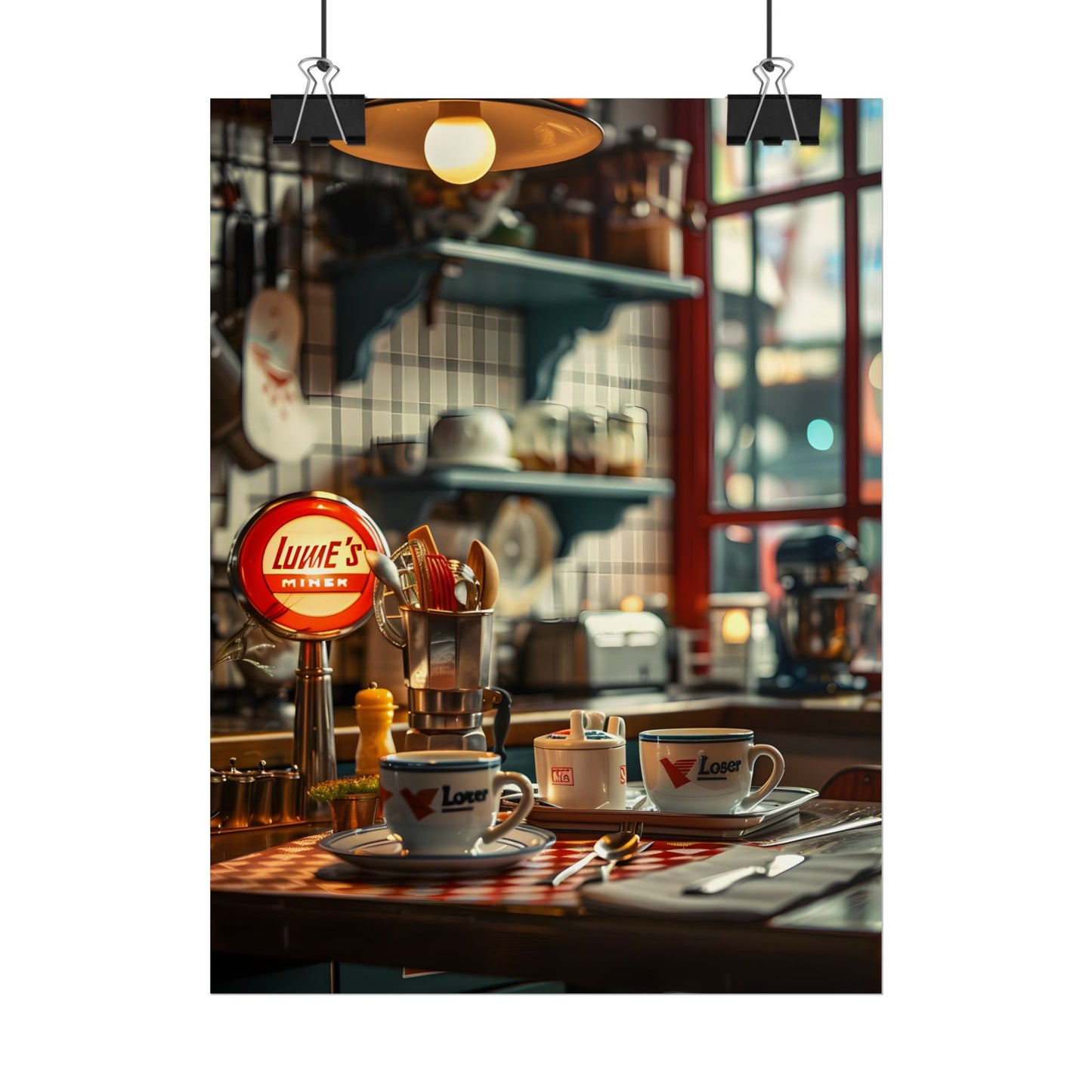 Retro Warmth: Cozy Lukes Diner Coffee Scene Art - Poster