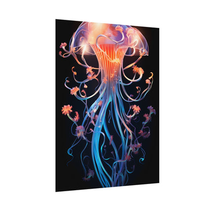 Bioluminescent Oceanic Ballet: Elegantly Poised Dancer in Underwater Performance - Poster