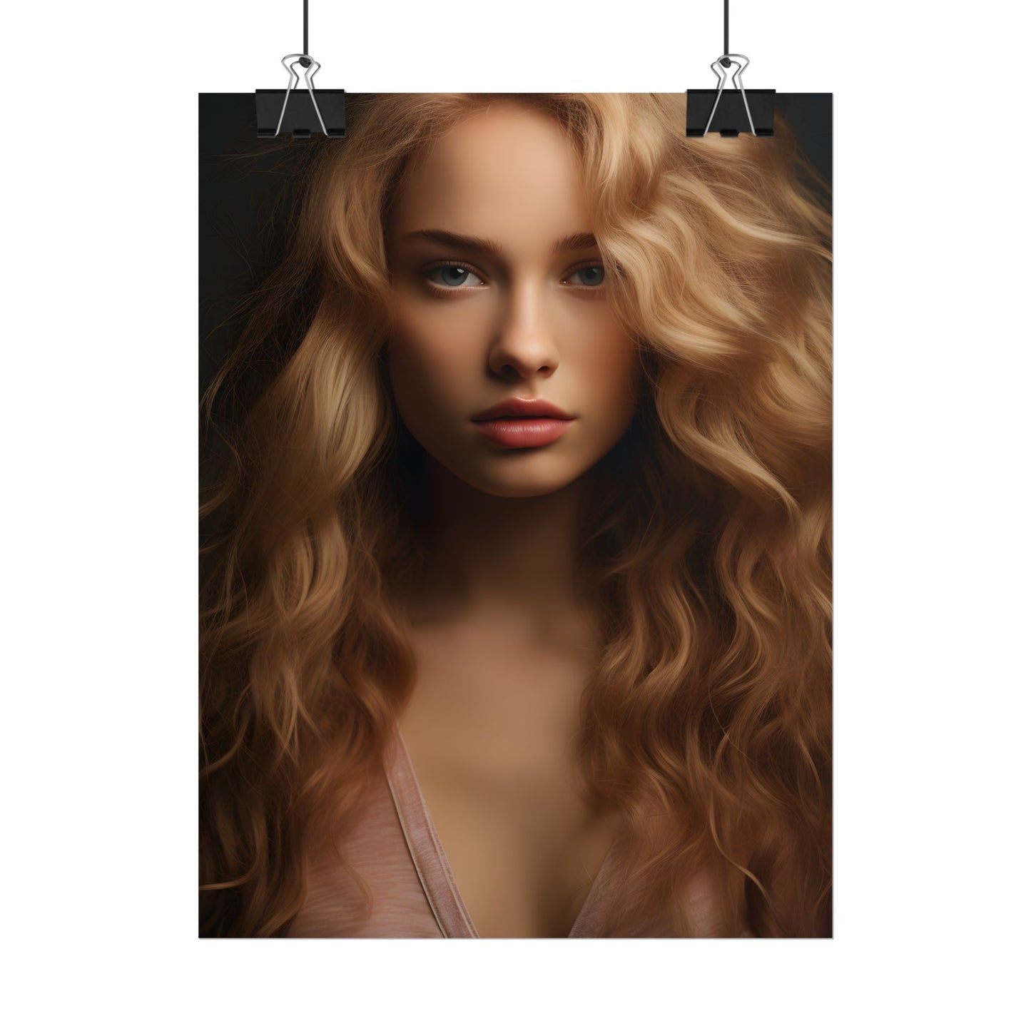 Modern Blonde Woman: Minimalist Style Portrait - Poster