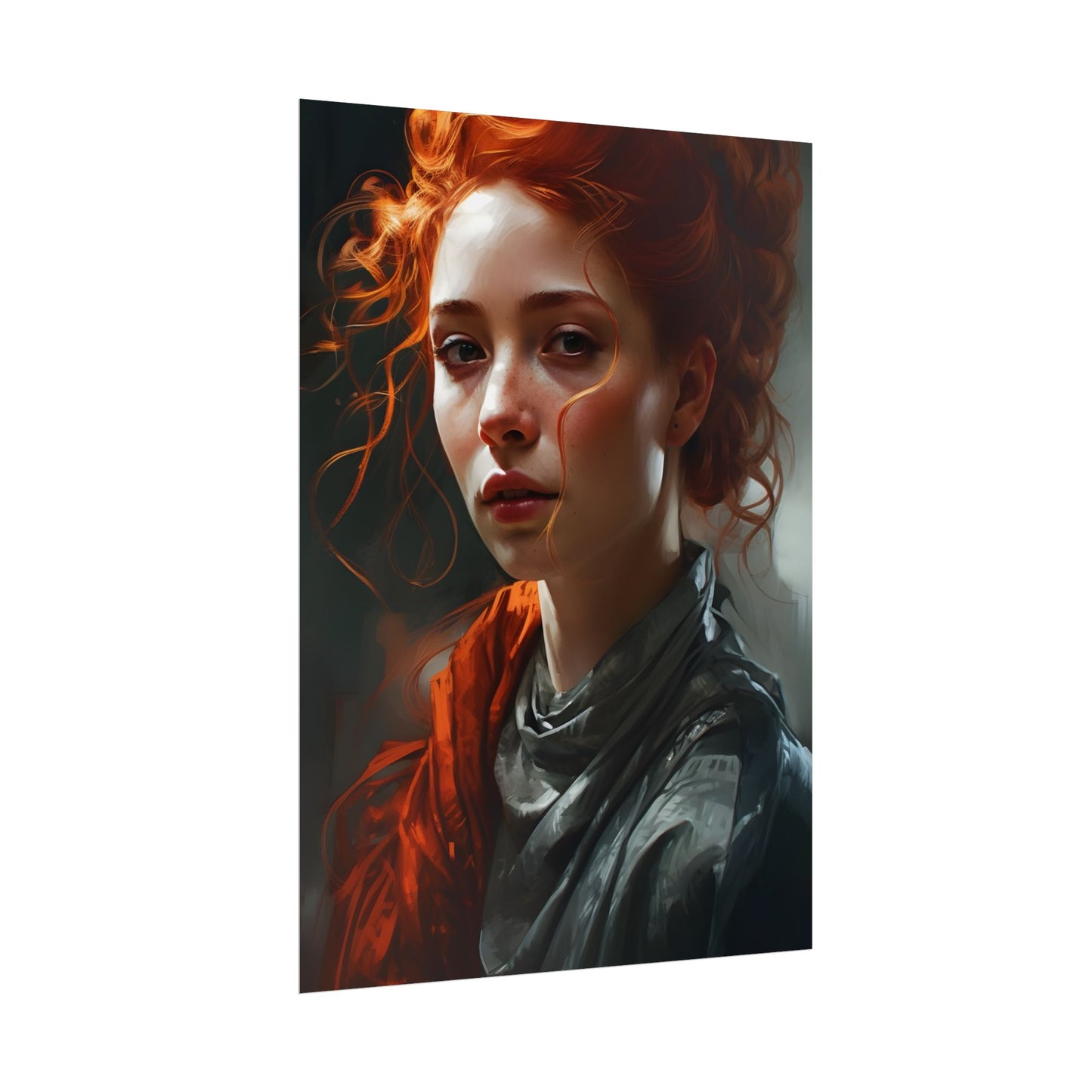 Astonishing Redhead Portrait: Neutral Expression Art - Poster