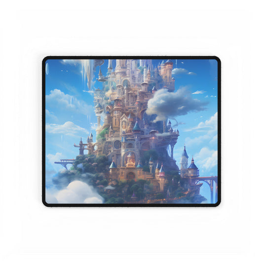 Floating City in Celestial Fantasy Realm: Dreamlike Digital Art - Desk Mat