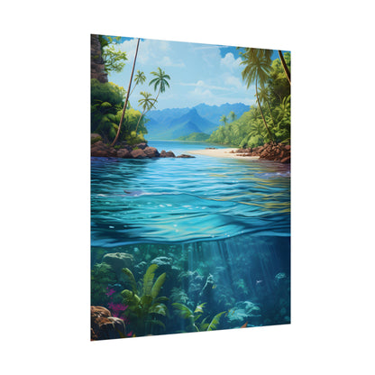 Tropical Island Oasis: Tranquil Tropical Landscape Art - Poster