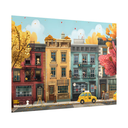 Whimsical Wonder: Playful Yellow Building Illustration - Poster