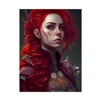 Realistic Red Hair Portrait: Soft Light Artwork - Poster