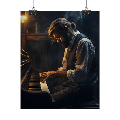 Mysterious Piano Maestro: Musical Artwork - Poster