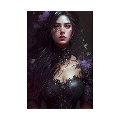 Striking Woman Portrait: Black Hair Artwork - Poster