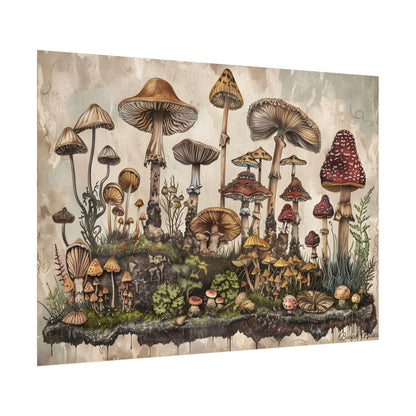 Vintage Mushroom Illustrations: A Collection of Unique Fungi - Poster