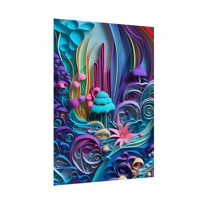 Vibrant Beach Landscape: Paper Quilling Artwork - Poster