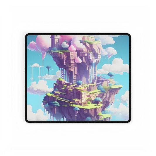 Pixel Art Cyber-Pet: Futuristic City Digital Artwork - Desk Mat