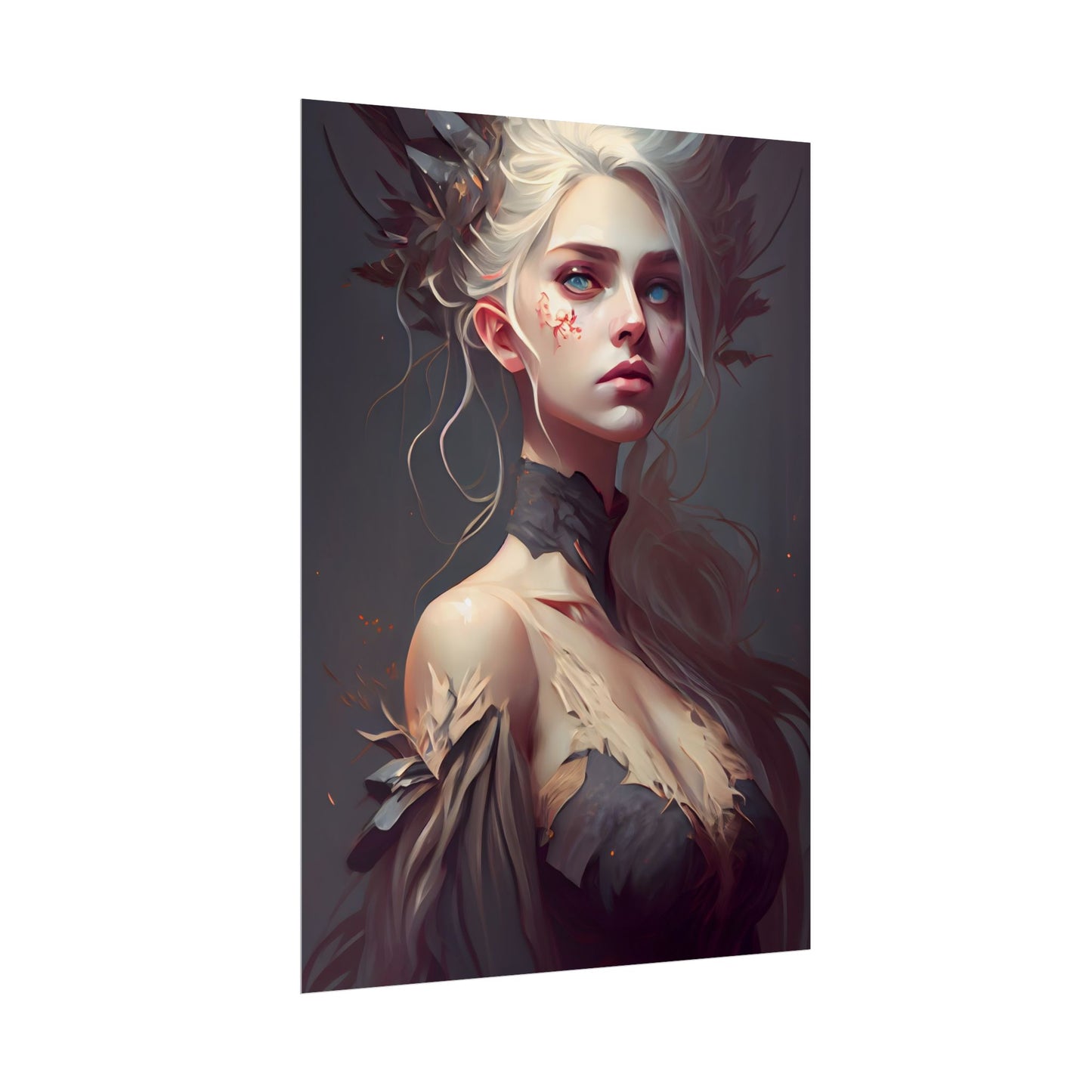 Elegant Blonde Portrait: Outdoor Woman in Dress - Poster