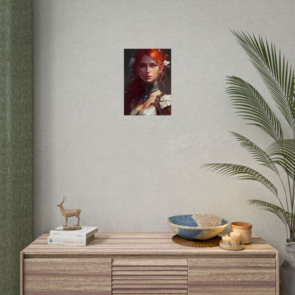 Redheaded Beauty: Formal Portrait in Dark Dress - Poster