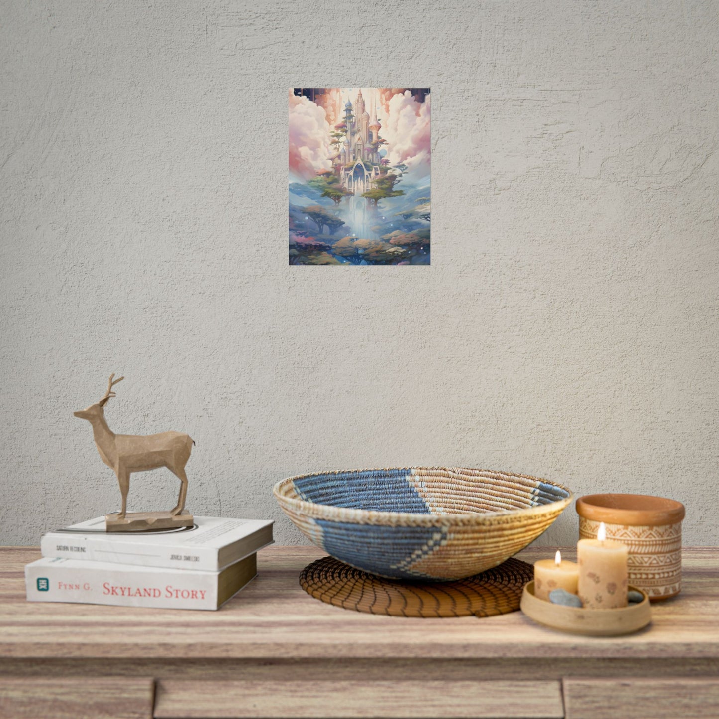 Surreal Floating City in Celestial Fantasy: A Dreamlike Digital Artwork - Poster