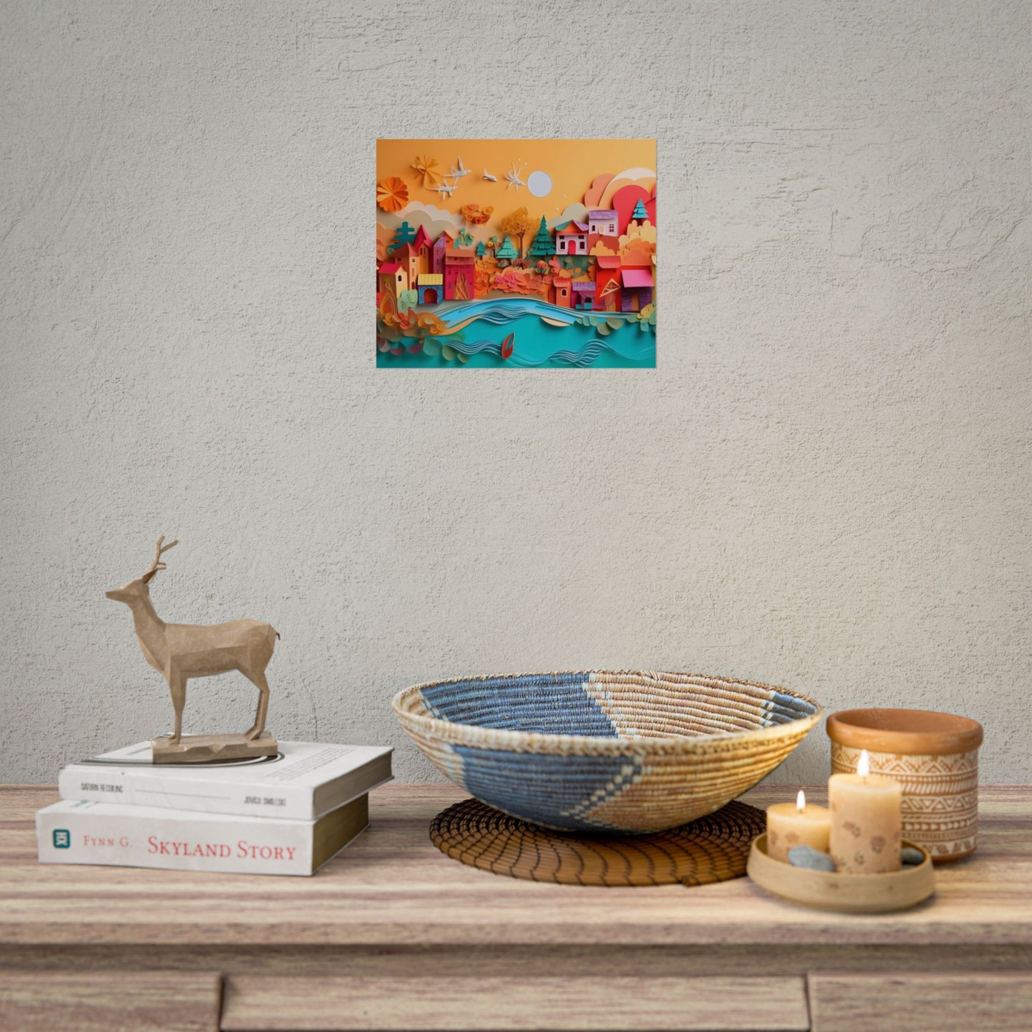 Epic Sunset Beach: Magical Paper Quilling Artwork - Poster