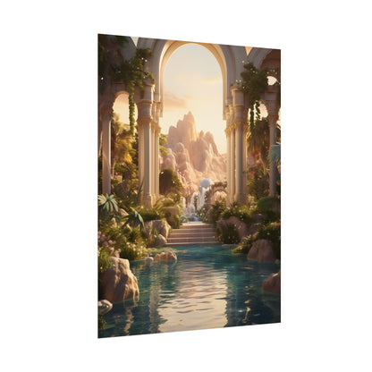 Desert Oasis: Arabian Nights-Inspired Artwork at Golden Hour - Poster