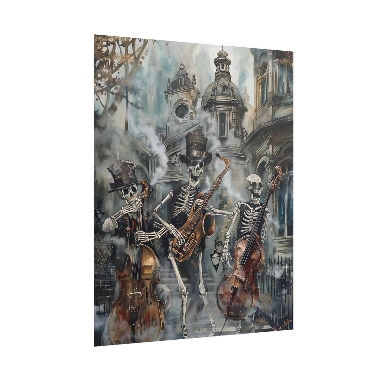 Victorian Lowbrow Jazz: Skeleton Band in Artistic Swing - Poster