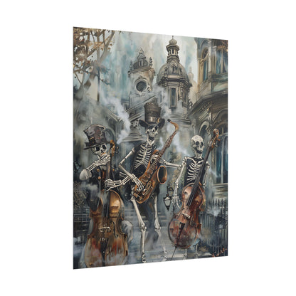 Victorian Lowbrow Jazz: Skeleton Band in Artistic Swing - Poster