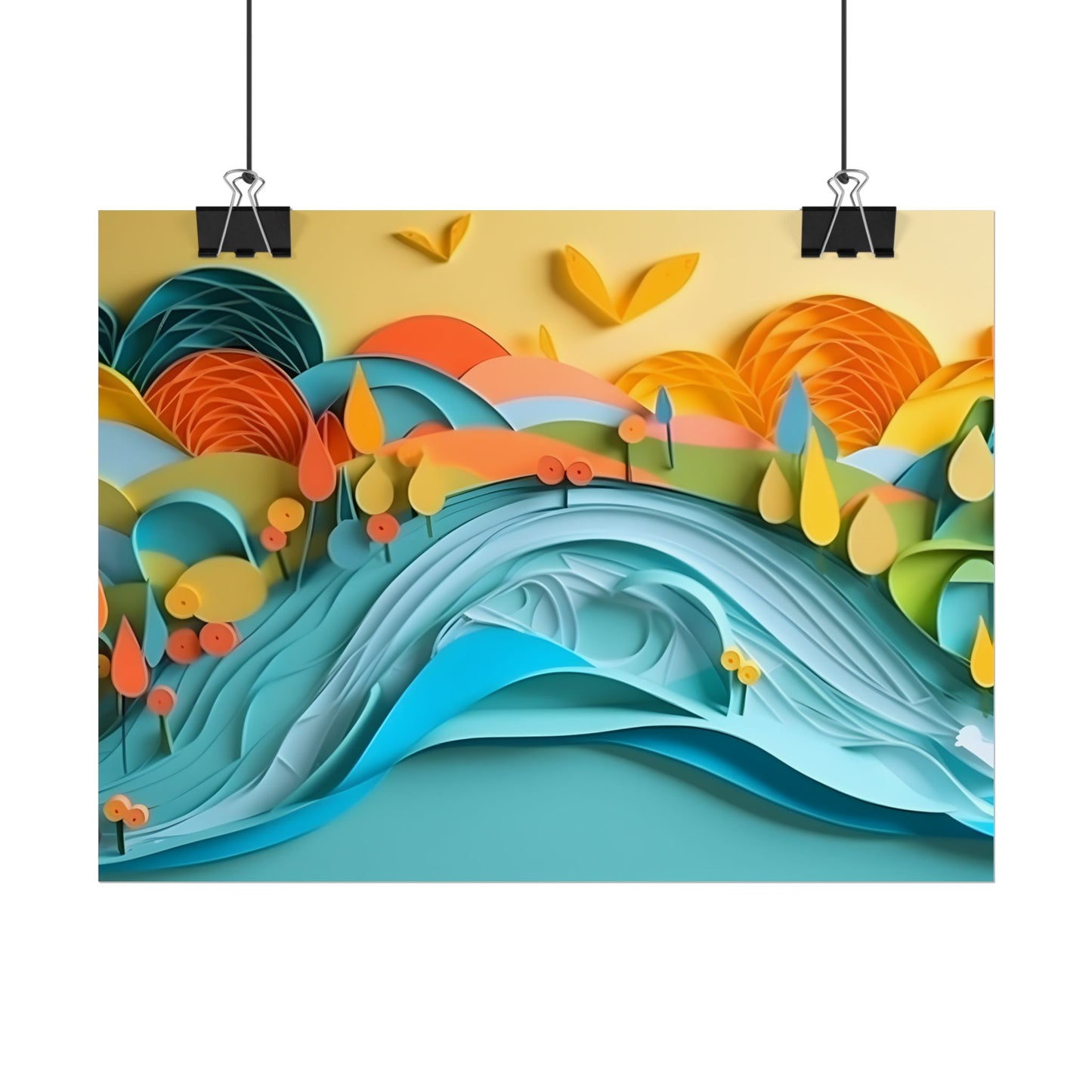 Magical Peaceful Beach: Paper Quilled Serenity - Poster