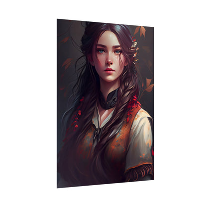 Vibrant Portrait: Brown Hair, Green Eyes Artwork - Poster