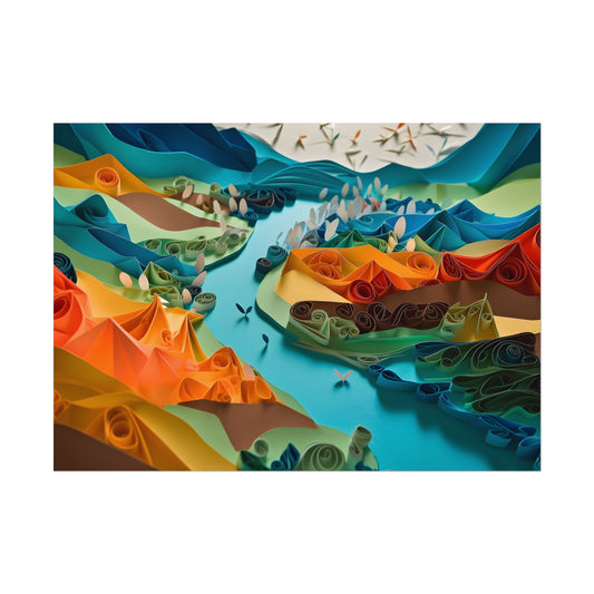 Vibrant Magical Beach: Colorful Paper Quilling Artwork - Poster
