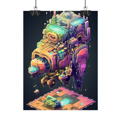 Pixel Punk Pets: Digital Artwork of Cyber-Pets in Pixelated World - Poster
