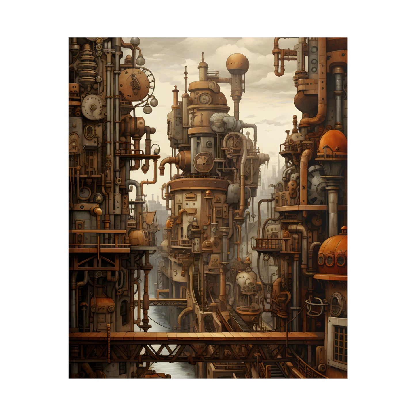 Steampunk Cityscape: Vintage Parisian Dreamscape - Poster