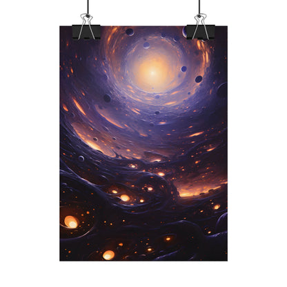 Black Hole Cosmic Encounter: Massive Planet Digital Art - Poster