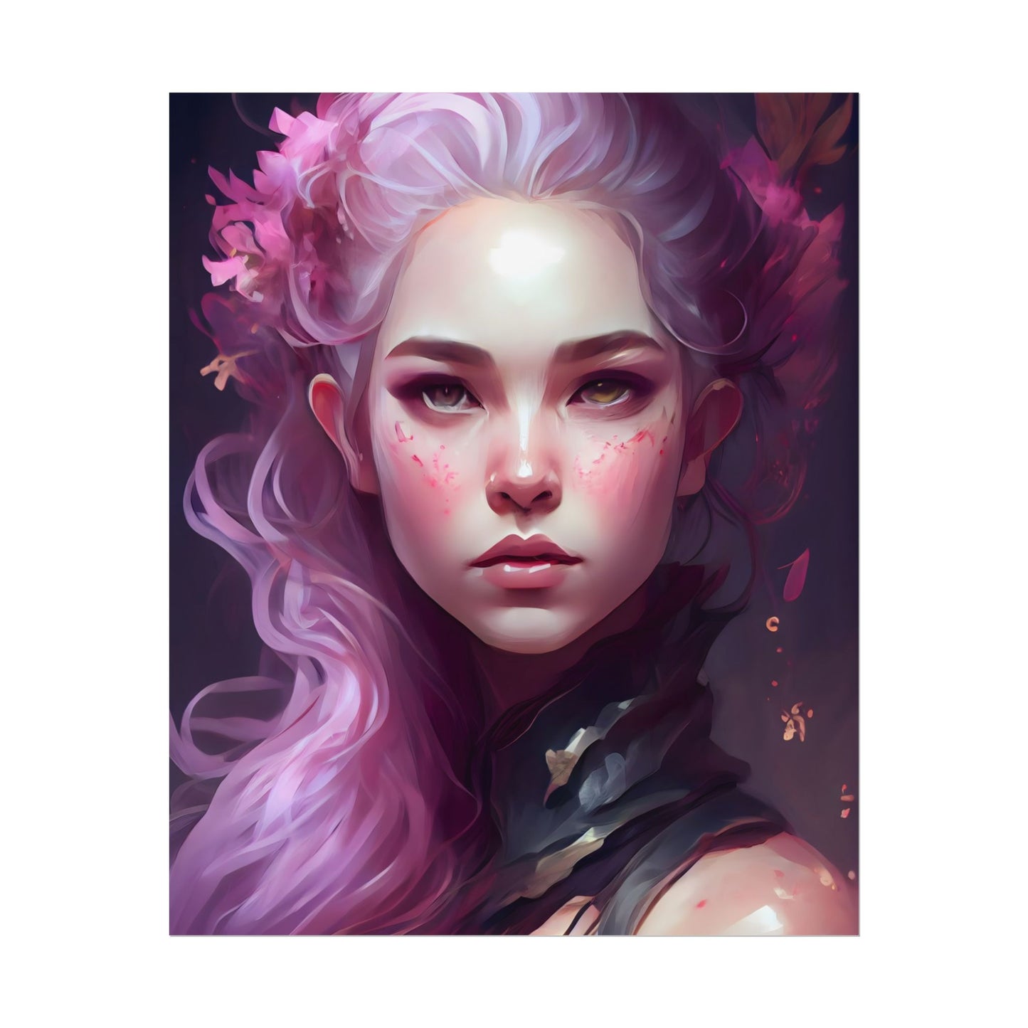 Astonishing Female Portrait with Pink Hair: Dre Artwork - Poster