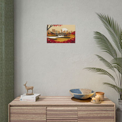 Retro Golf Illustration: Classic Course Scene - Poster