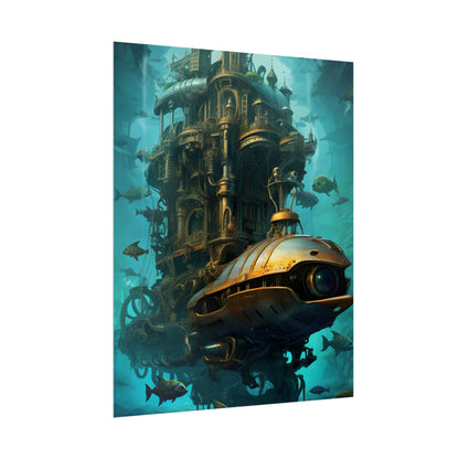 Steampunk Oceanic Adventure: Brass Skirted Explorer - Poster