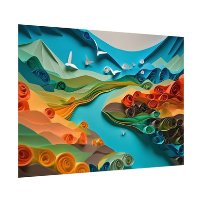Magical Beach Paradise: Peaceful Paper Quilling Art - Poster