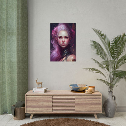 Astonishing Female Portrait with Pink Hair: Dre Artwork - Poster