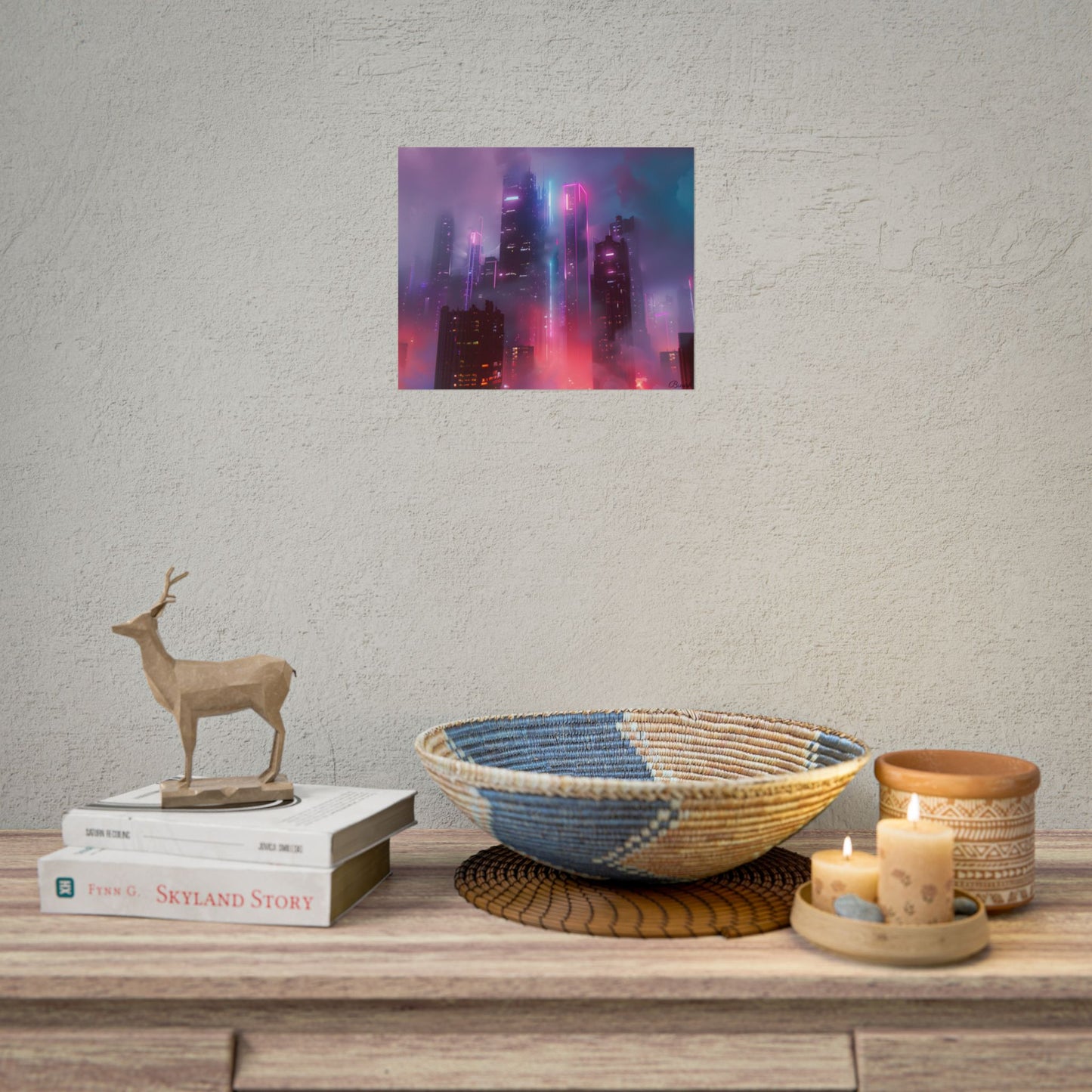 Futuristic Cityscape: Neon Dreams in the Urban Sky - Poster