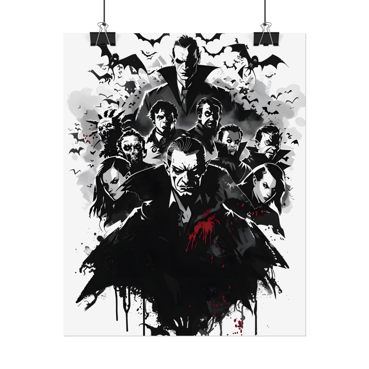 Mischievous Vampires: Dark Digital Artwork with Charismatic Leader - Poster