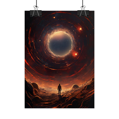 Black Hole Cosmic: A Realistic Digital Artwork of a Planet in Orbit - Poster