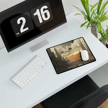 Rising Utopia: A Dystopian Cityscape Thrives in Perfect Harmony - Desk Mat