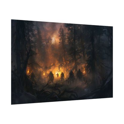 Tranquil Forest Sunset: People Connecting with Nature - Poster