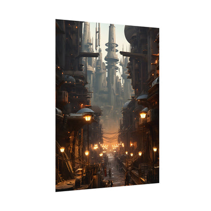 Post-Apocalyptic Steampunk City: Dystopian Artwork - Poster