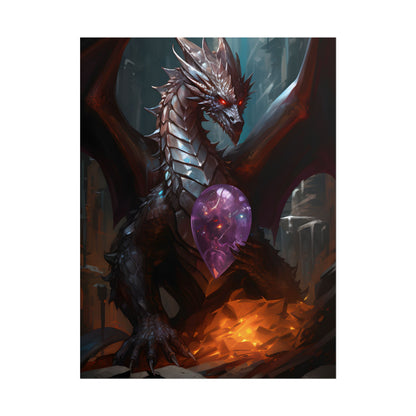 Ancient Fantasy Dragon Guarding Lair: Mythical Artwork - Poster