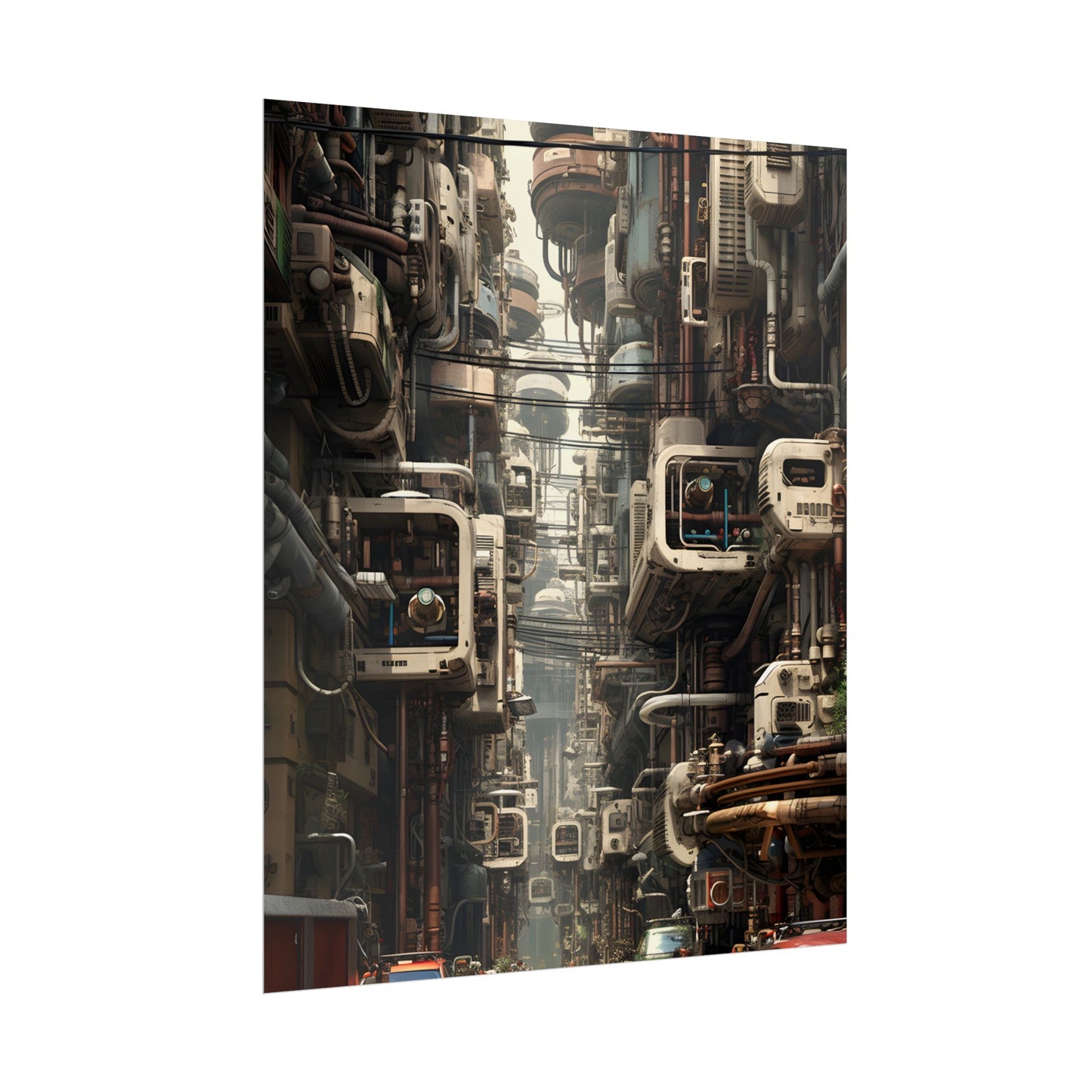 Steampunk Post-Apocalyptic City: Nighttime Digital Artwork - Poster