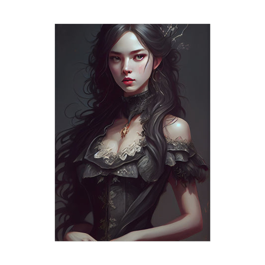 Calm Confidence: Striking Female Portrait with Black Hair - Poster