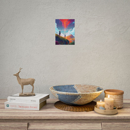 Children's Serene Moment: Meadow Under a Cloudy Sky - Poster