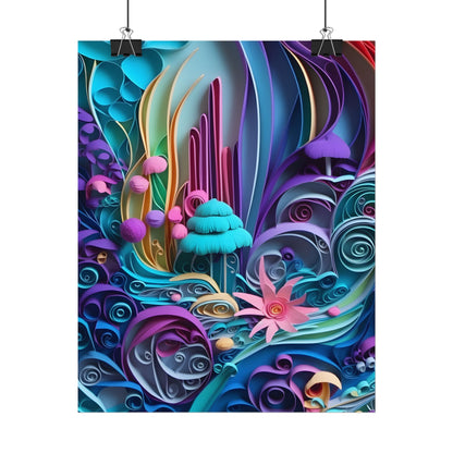 Vibrant Beach Landscape: Paper Quilling Artwork - Poster