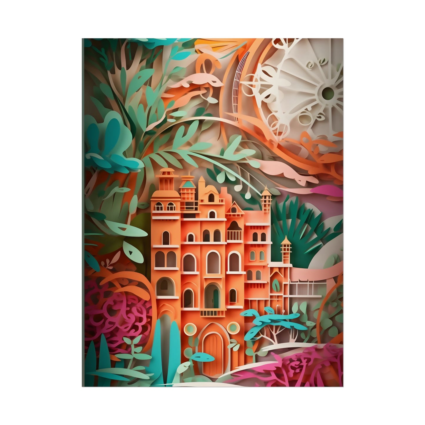 European Paper Quilled Landscape: Artistic Craftsmanship - Poster