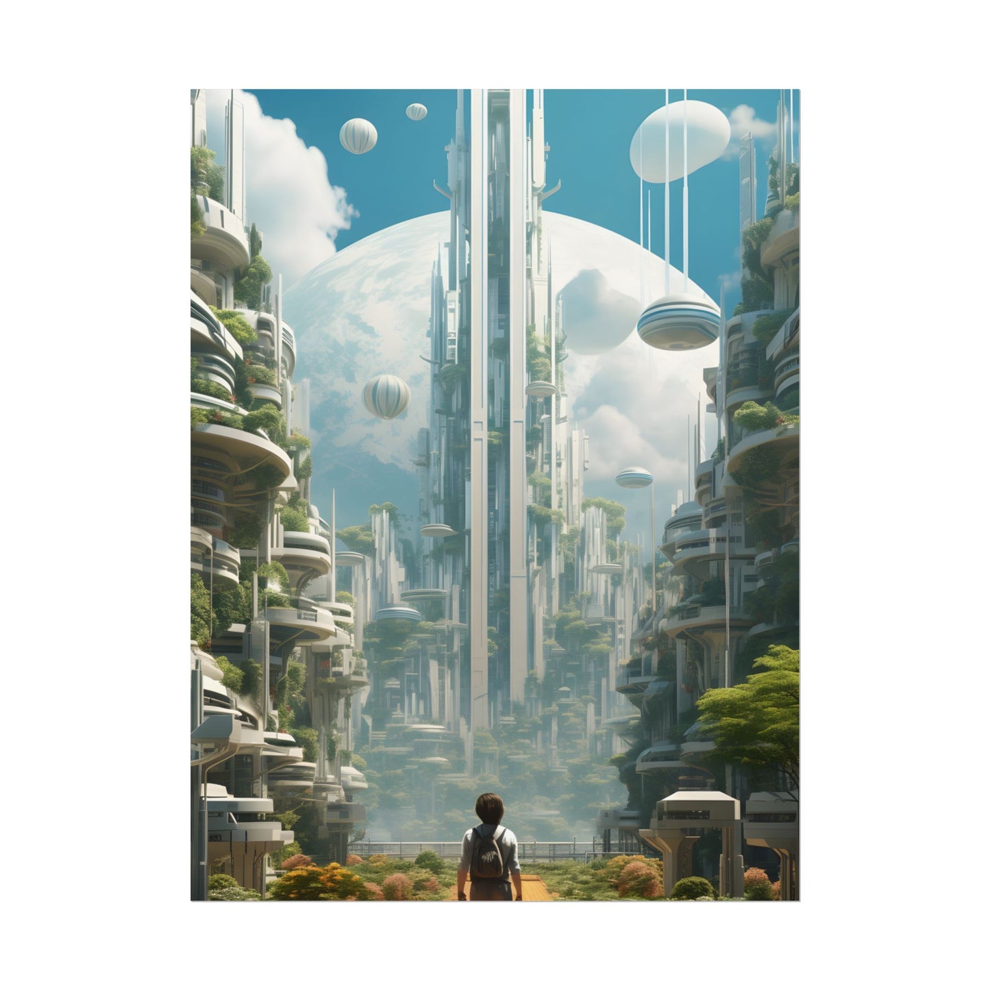 Dystopian Utopia: Futuristic Cityscape Under Oppression - Poster