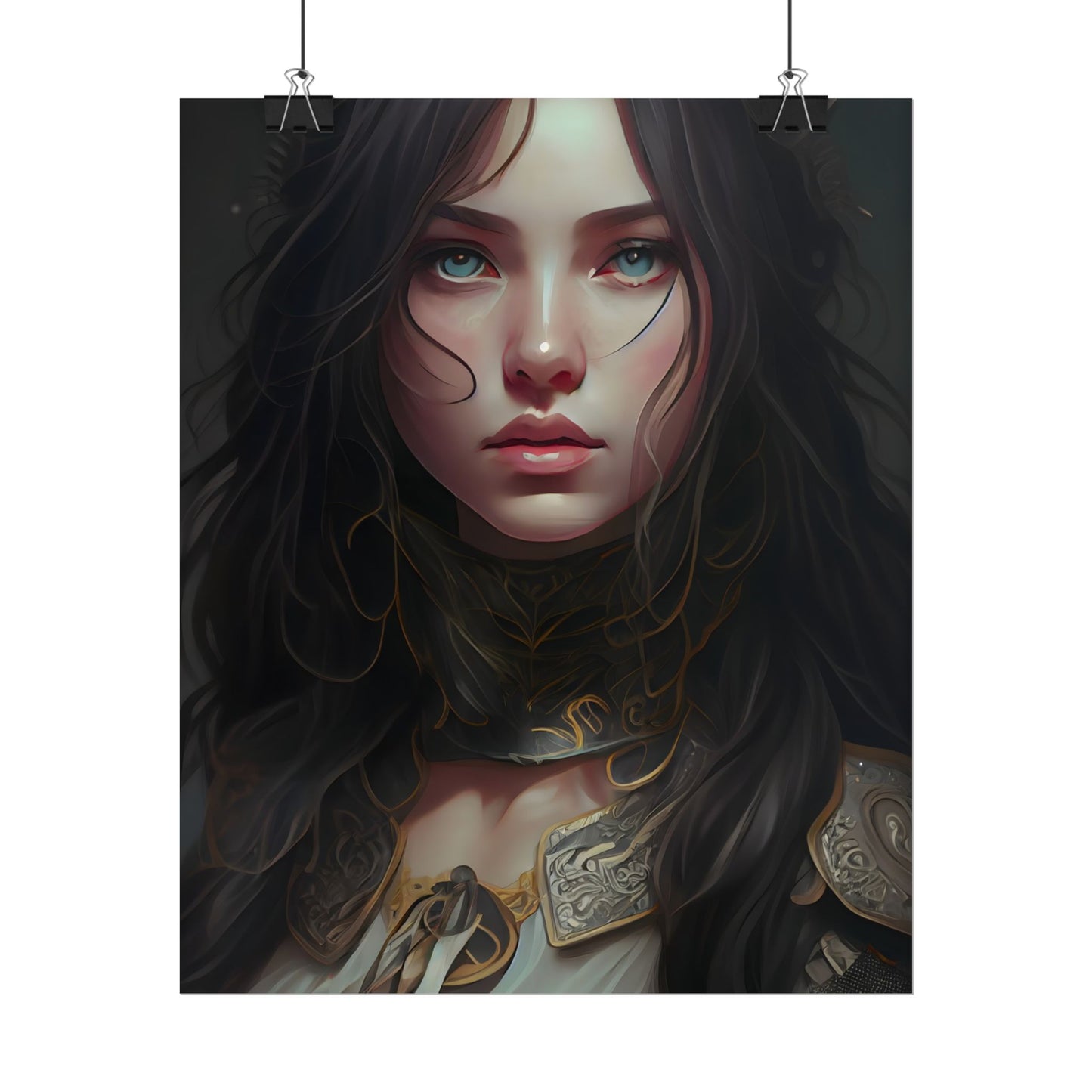Vibrant Red Portrait: Dynamic Female Artwork - Poster