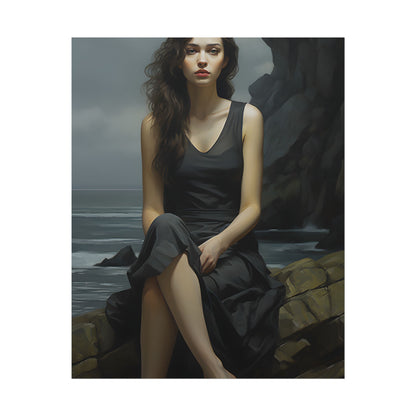 Serene Face with Glasses: Neutral Expression Art - Poster