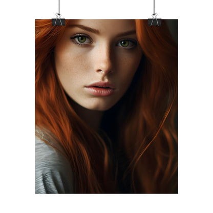 Redhead Woman in Nature: Candid Photo - Poster